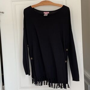 Black Fringe Women's Top